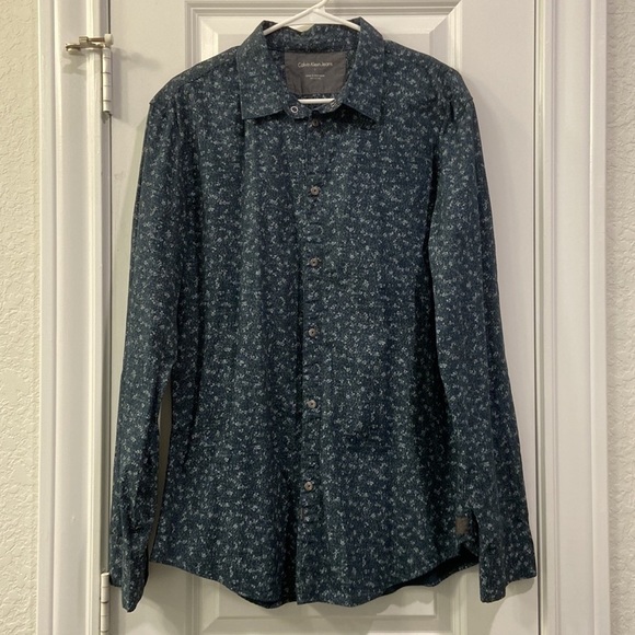 Calvin Klein Other - Calvin Klein - Navy Print Button Down Dress Shirt